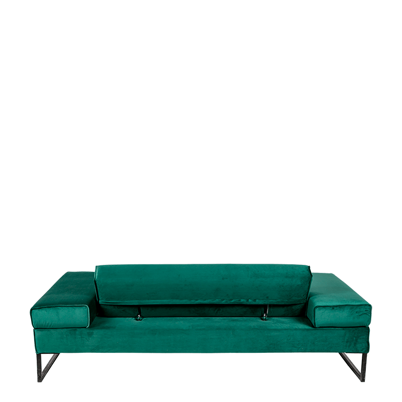 Canapé Happy Hour velours vert 100 x 205 cm H 53 cm