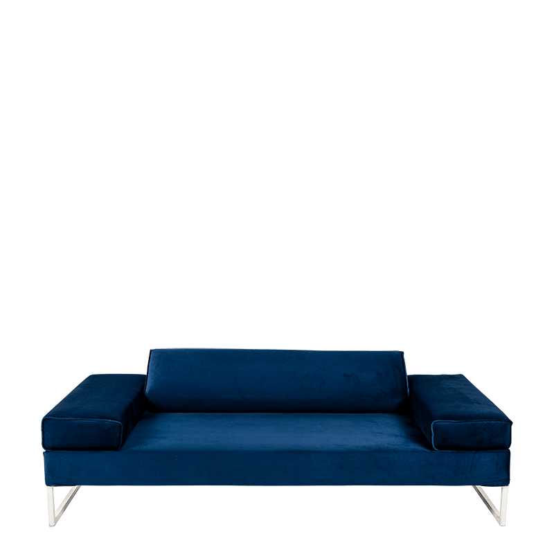 Canapé Happy Hour velours bleu 100 x 205 cm H 53 cm