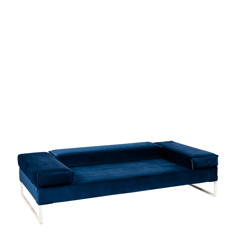 Canapé Happy Hour velours bleu 100 x 205 cm H 53 cm