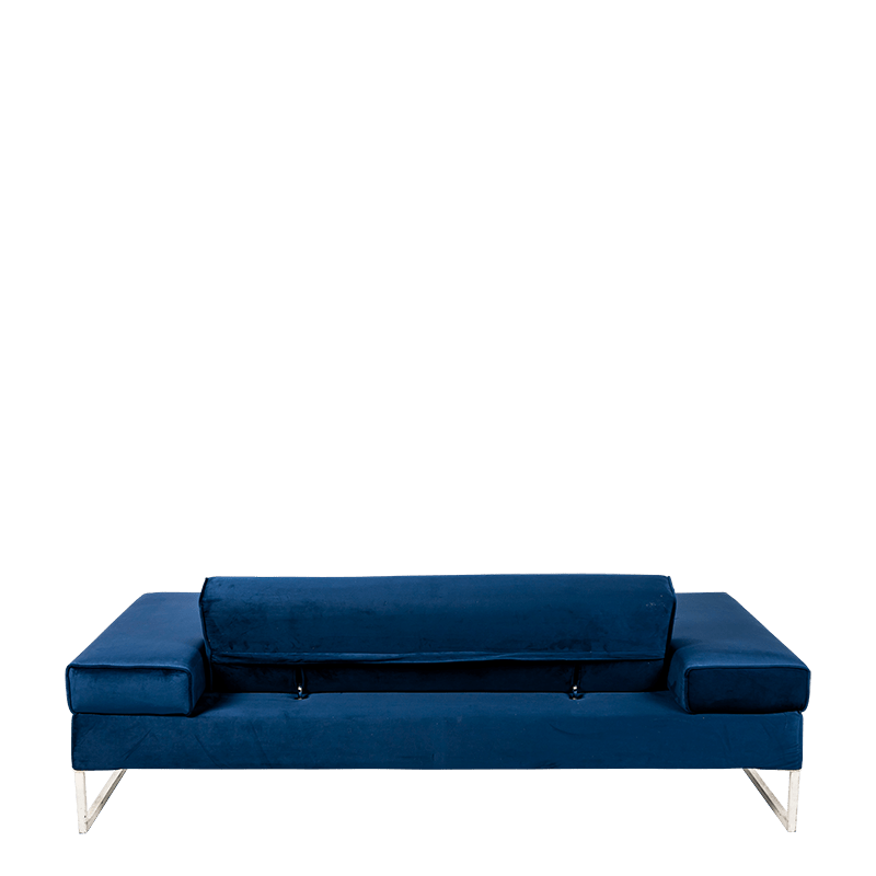 Canapé Happy Hour velours bleu 100 x 205 cm H 53 cm