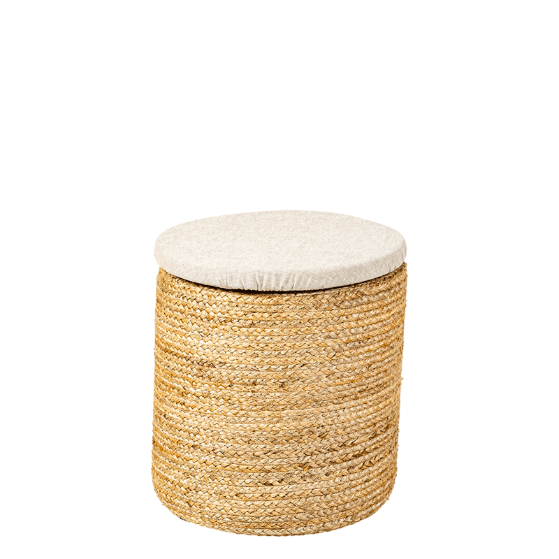 Pouf Bali avec galette lin ficelle Ø 40 cm H 40 cm