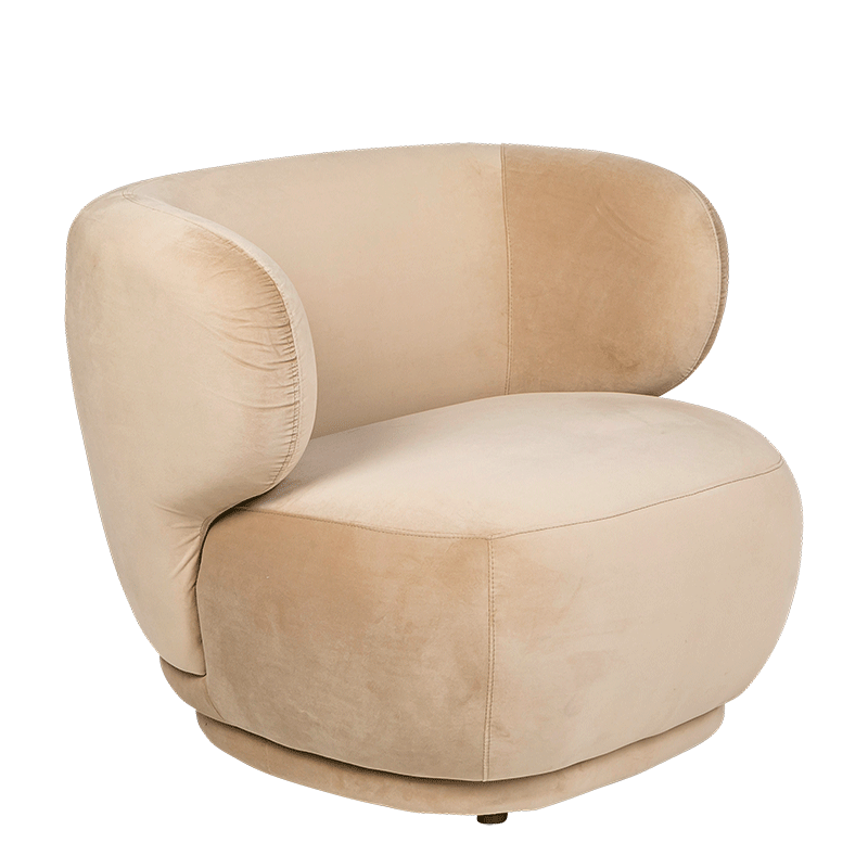 Fauteuil Elton velours taupe 78 x 90 cm H 70 cm