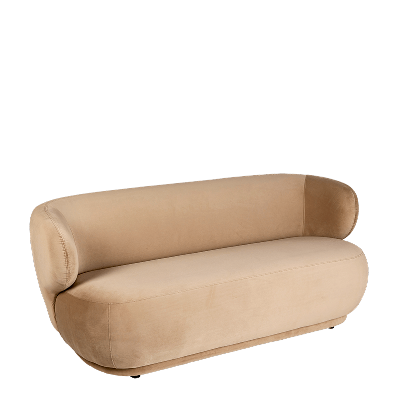 Elton sofa in taupkleurig fluweel   78 X 170 CM H 70 CM