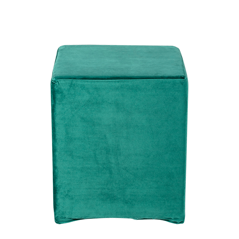Poef Kidman groen fluweel 40 x 40 cm H 48 cm