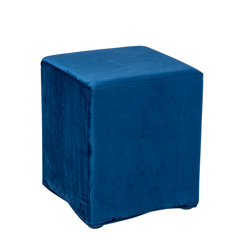 Pouf Kidman Velours bleu 40 x 40 cm H 48 cm