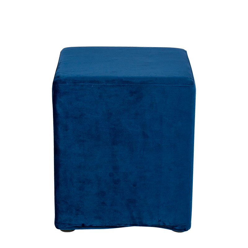 Pouf Kidman Velours bleu 40 x 40 cm H 48 cm
