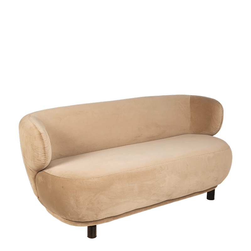 Canap&eacute; Elton velours taupe avec r&eacute;hausse 78 x 170 cm H 80 cm