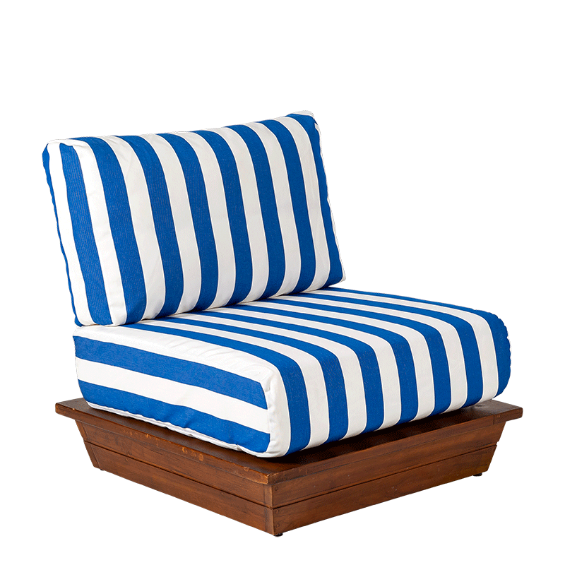 Lounge Beach Club Blue, fauteuil, 76 x 76 cm, H 70 cm
