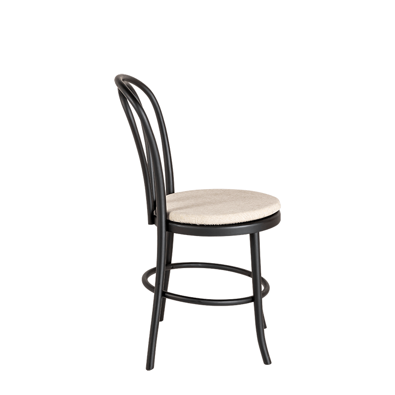 Chaise Bistrot noire avec galette lin ficelle