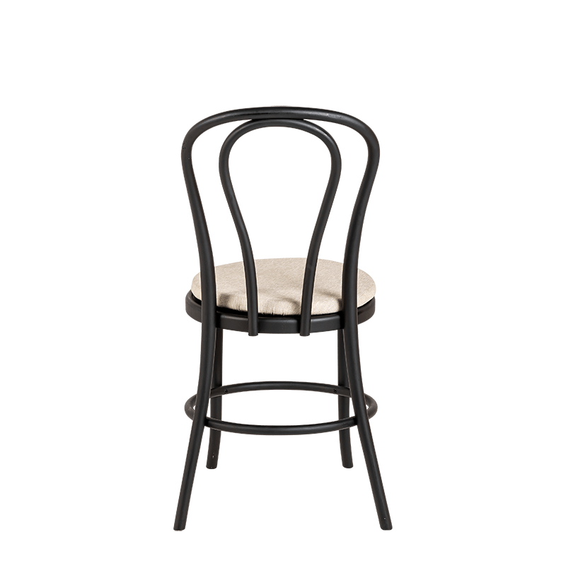 Chaise Bistrot noire avec galette lin ficelle