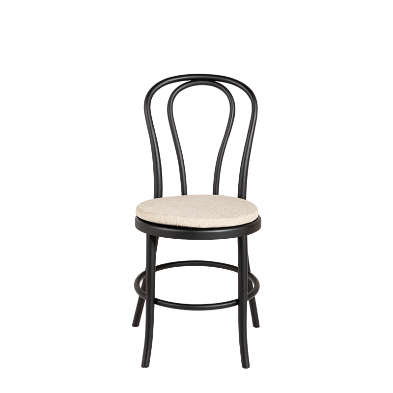 Chaise Bistrot noire avec galette lin ficelle