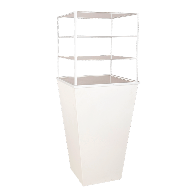 Wit kegelvormig buffet met etag&egrave;res 67 x 67 cm H 180 cm