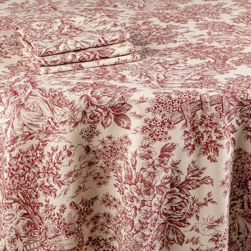 Nappe toile de Jouy brique 300 x 400 cm