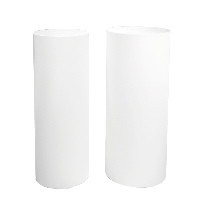 Colonnes cylindres blanches houssées ø41cm-H110cm et ø47cm-H112cm
