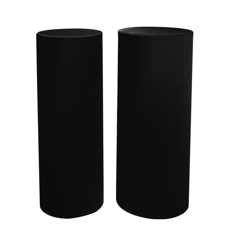 Colonnes cylindres noires houssées ø41cm-H110cm et ø47cm-H112cm