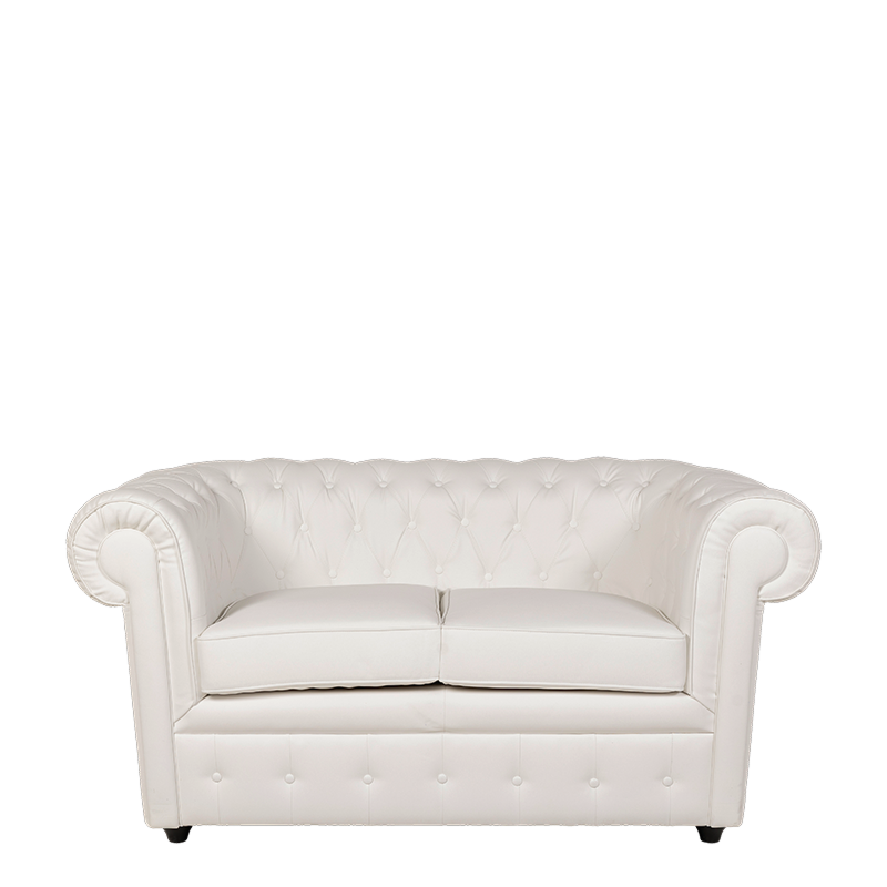 Canapé Chesterfield blanc 2 places 95 x 160 cm H 70 cm