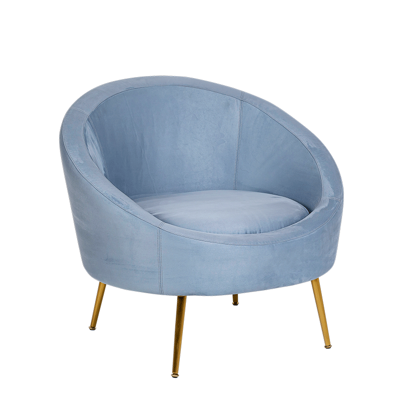 Fauteuil Sofia velours bleu 92 x 82 cm H 78 cm