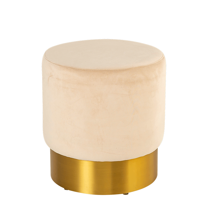 Pouf Luxor velours beige Ø 40 cm H 45 cm