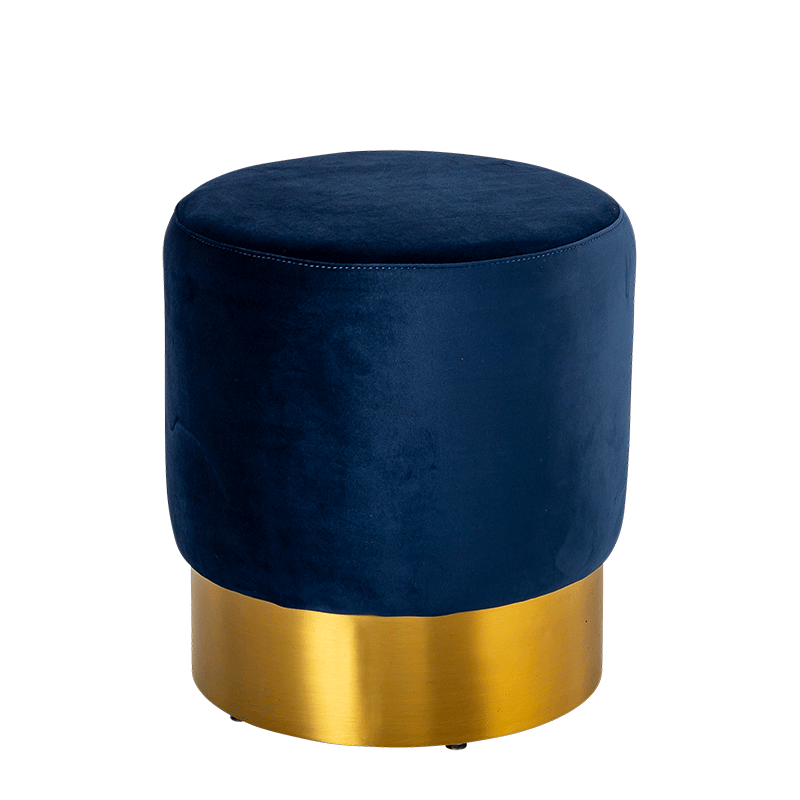 Pouf Luxor velours bleu nuit Ø 40 cm H 45 cm