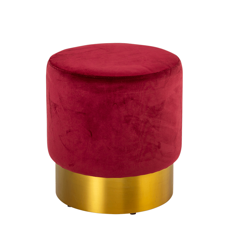 Pouf Luxor velours rouge carmin Ø 40 cm H 45 cm