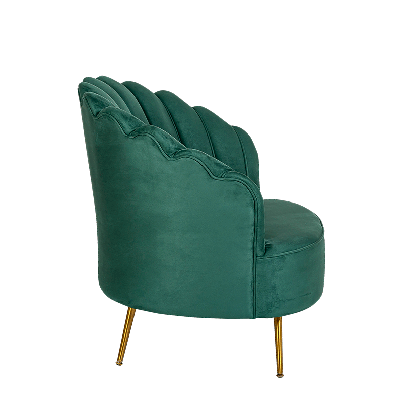 Fauteuil Coquillage velours vert 81 x 95 cm H 87 cm