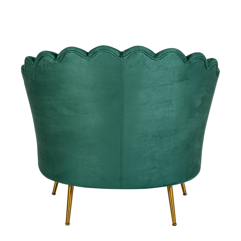 Fauteuil Coquillage velours vert 81 x 95 cm H 87 cm