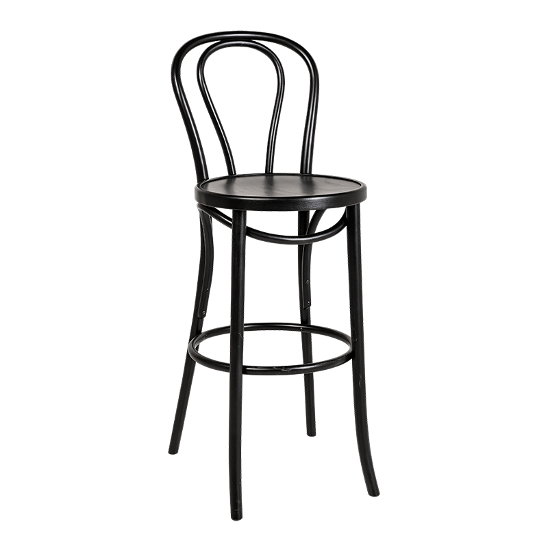 Chaise haute bistrot noire Ø 40 cm H 109 cm assise H 75 cm