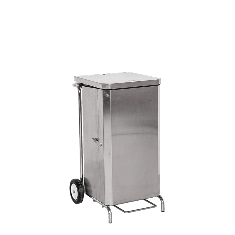 Vuilnisbak in inox 70 L op wielen