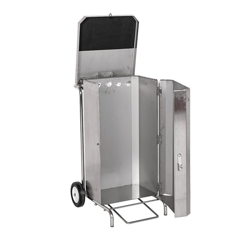 Poubelle inox 70 L sur roues 50 x 50 H 77 cm