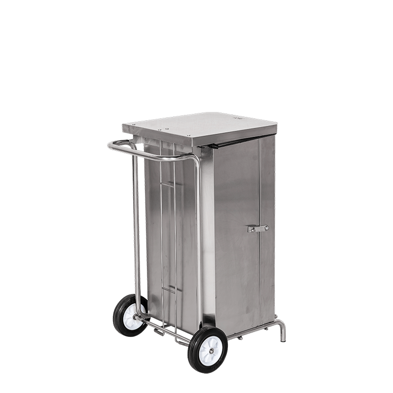 Poubelle inox 70 L sur roues 50 x 50 H 77 cm