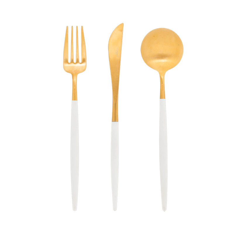 Couverts Cutipol blanc et or