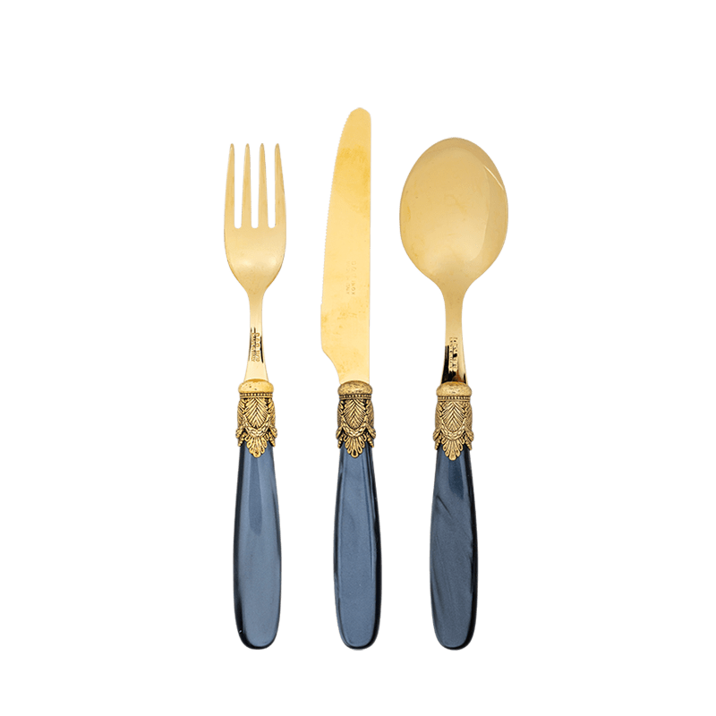 Couverts Nacre noir et or