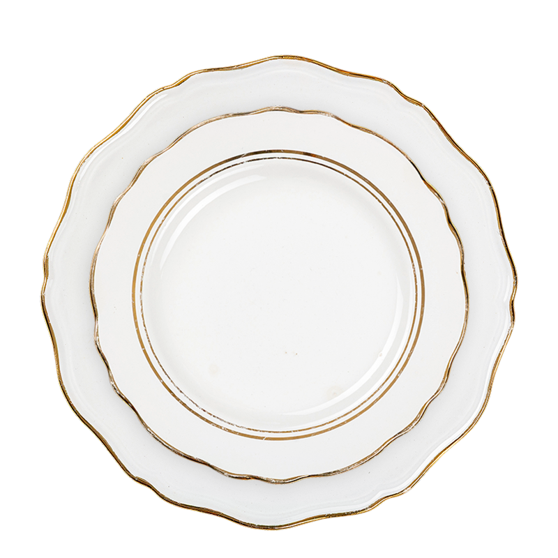 Assiettes Vintage blanche et dorée