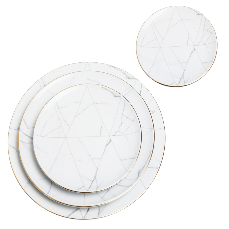 Assiettes Marbre Filet Or