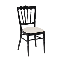 Chaise Napoléon noire en aluminium avec galette écrue