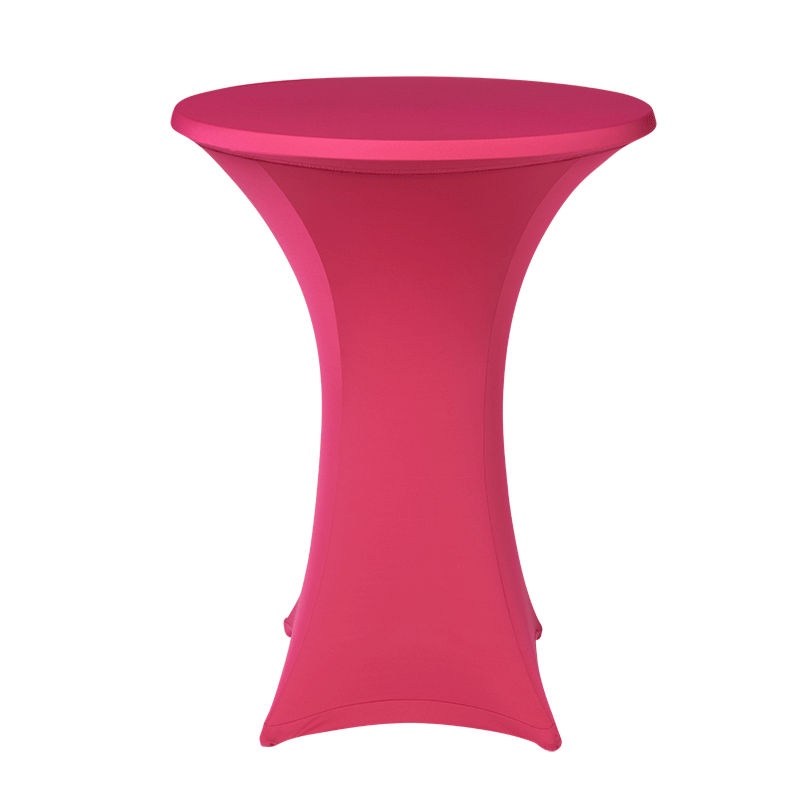 Statafel met fuchsia stretch hoes