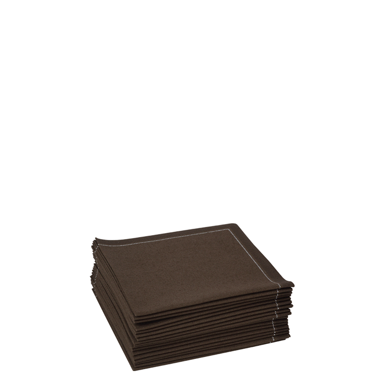 Serviettes tissu chocolat 2 plis 10 x 10 cm (par 30)