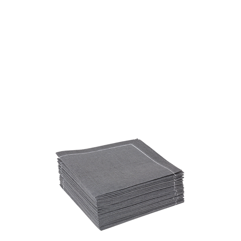 Serviettes tissu anthracite 2 plis 10 x 10 cm (par 30)