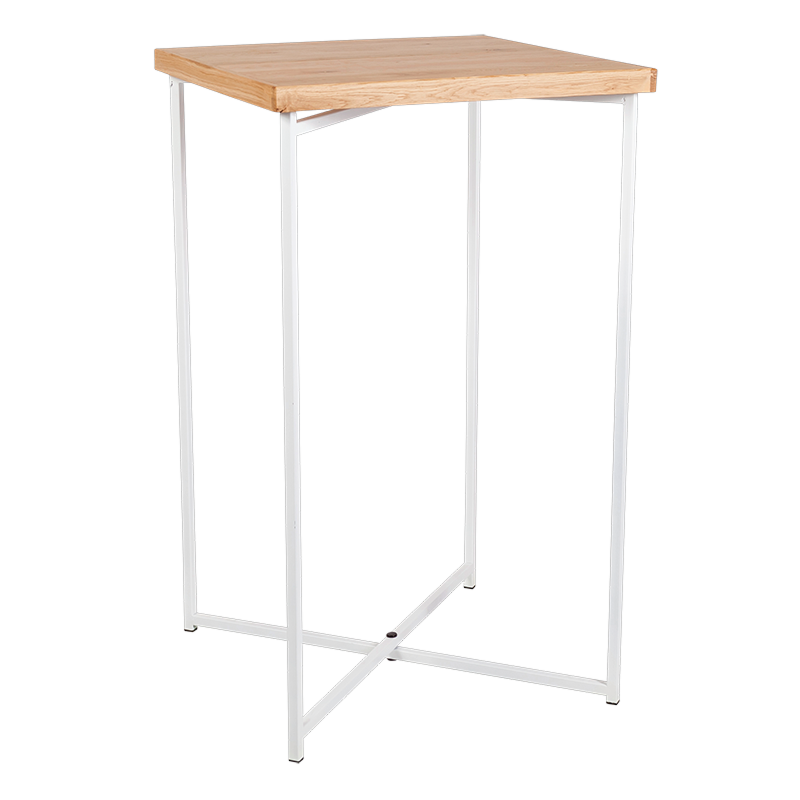 Gekruiste Hoge tafel wit houten blad 65 x 65 cm H 110 cm