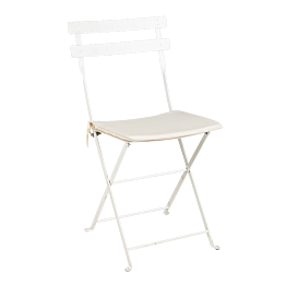 Witte Simplex-stoel met ecru zitkussen