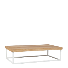Table basse Linéa blanche avec top chêne 97 x 60 H27cm