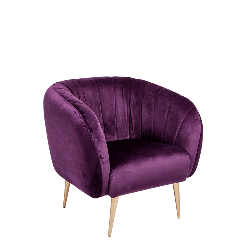 Zetel Juliette aubergine D 78 x L 84 cm H 85 cm