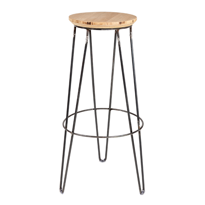 Tabouret Filaire assise bois Ø 30 cm H 78 cm