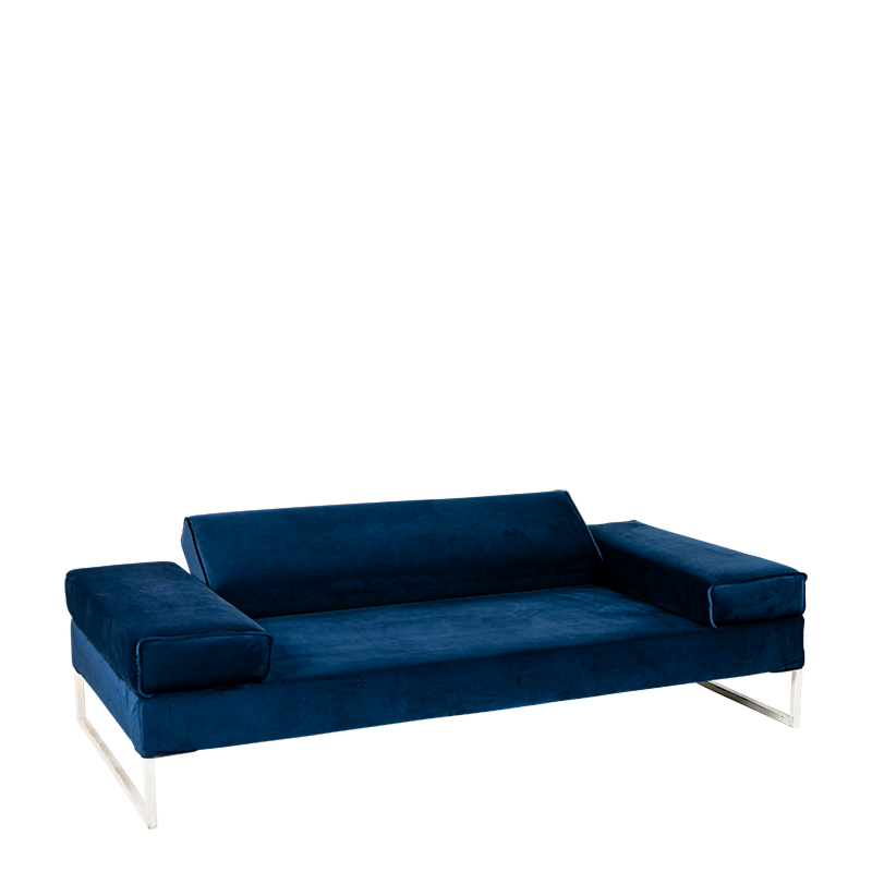 Zitbank Happy Hour fluweel blauw 205 x 100 x H 53 cm