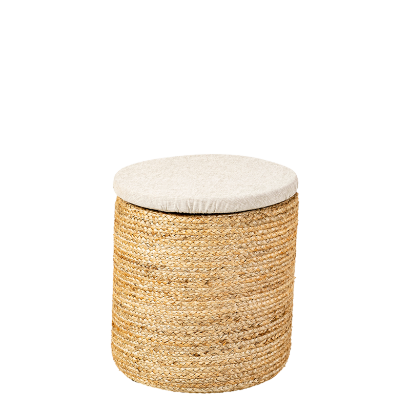 Pouf Bali avec galette lin ficelle Ø 40 cm H 40 cm