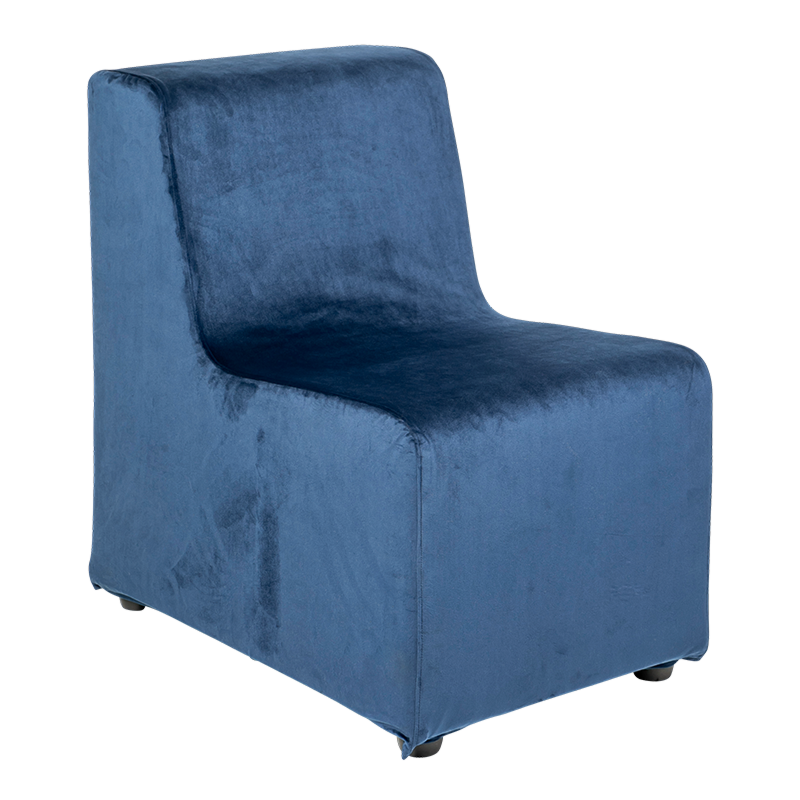 Fauteuil stone velours bleu 50 x 75 x H 78 cm