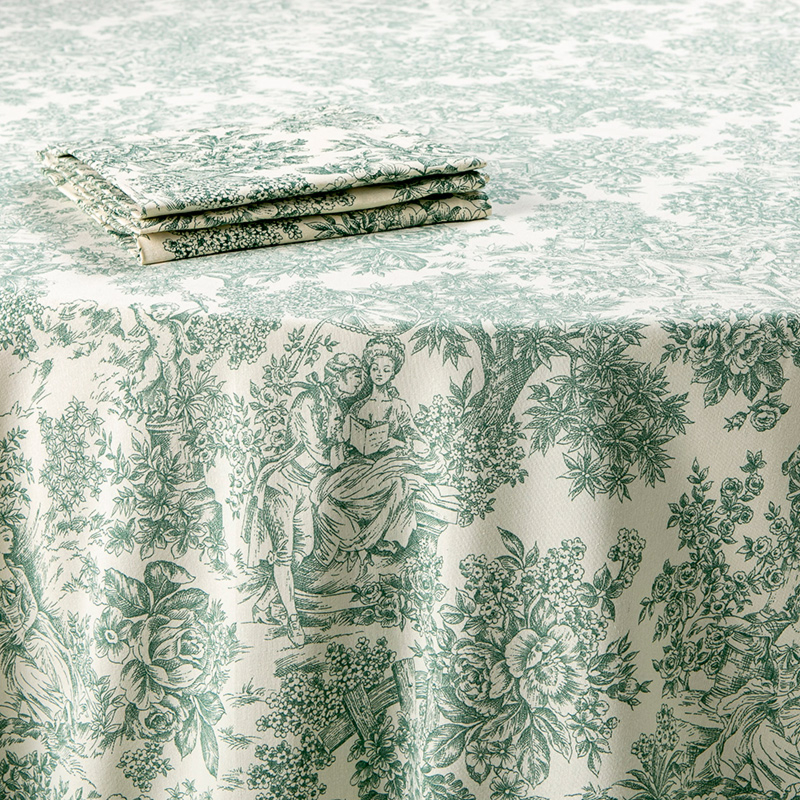 Tafellinnen Toile de Jouy groen