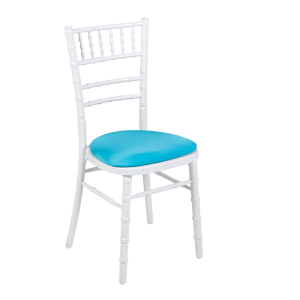 Stoel Bamboe wit met turquoise zitvlak