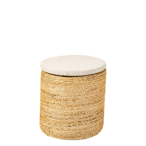 Pouf Bali avec galette lin ficelle Ø 40 cm H 40 cm