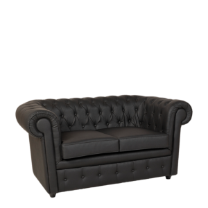 Canapé Chesterfield noir 2 places 95 x 160 cm H 70 cm